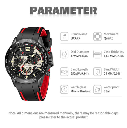 LICARR 9511 Men's Sports Watch - Quartz Movement, Chronograph