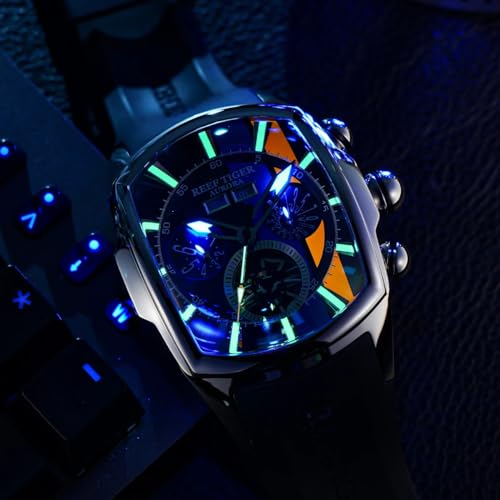 Mengxiang Luxury Watches for Men, Mechanical Quartz Watch, Black/Blue, Personalized large dial|B0CTY2KC3Y
