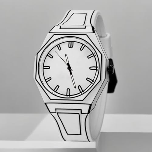 FENSIR® Creative Sketch Watch | Sports Fashion Quartz Minimalist Black | White Anime Series Design | Waterproof Timepiece | Ideal for Weddings & Parties-MDV|B0DXVKXF37