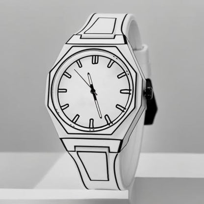 FENSIR® Creative Sketch Watch | Sports Fashion Quartz Minimalist Black | White Anime Series Design | Waterproof Timepiece | Ideal for Weddings & Parties-MDV|B0DXVKXF37