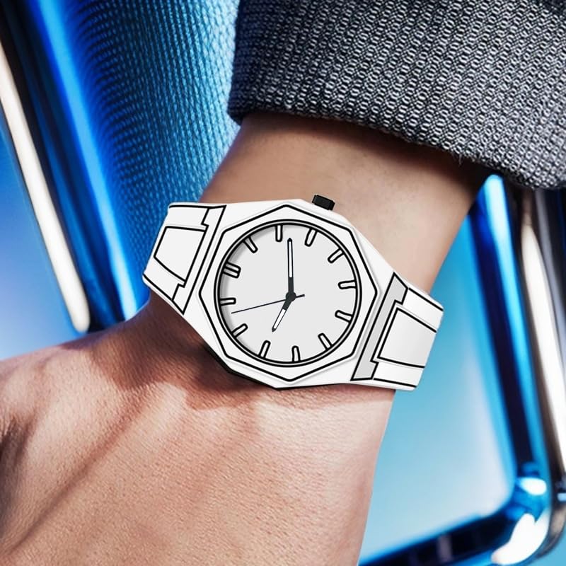 FENSIR® Creative Sketch Watch | Sports Fashion Quartz Minimalist Black | White Anime Series Design | Waterproof Timepiece | Ideal for Weddings & Parties-MDV|B0DXVKXF37