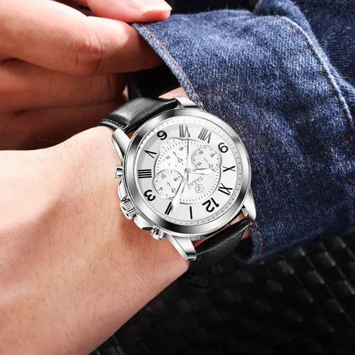 Taxau Relojes Cronógrafo Para Hombres Con Correa De Cuero