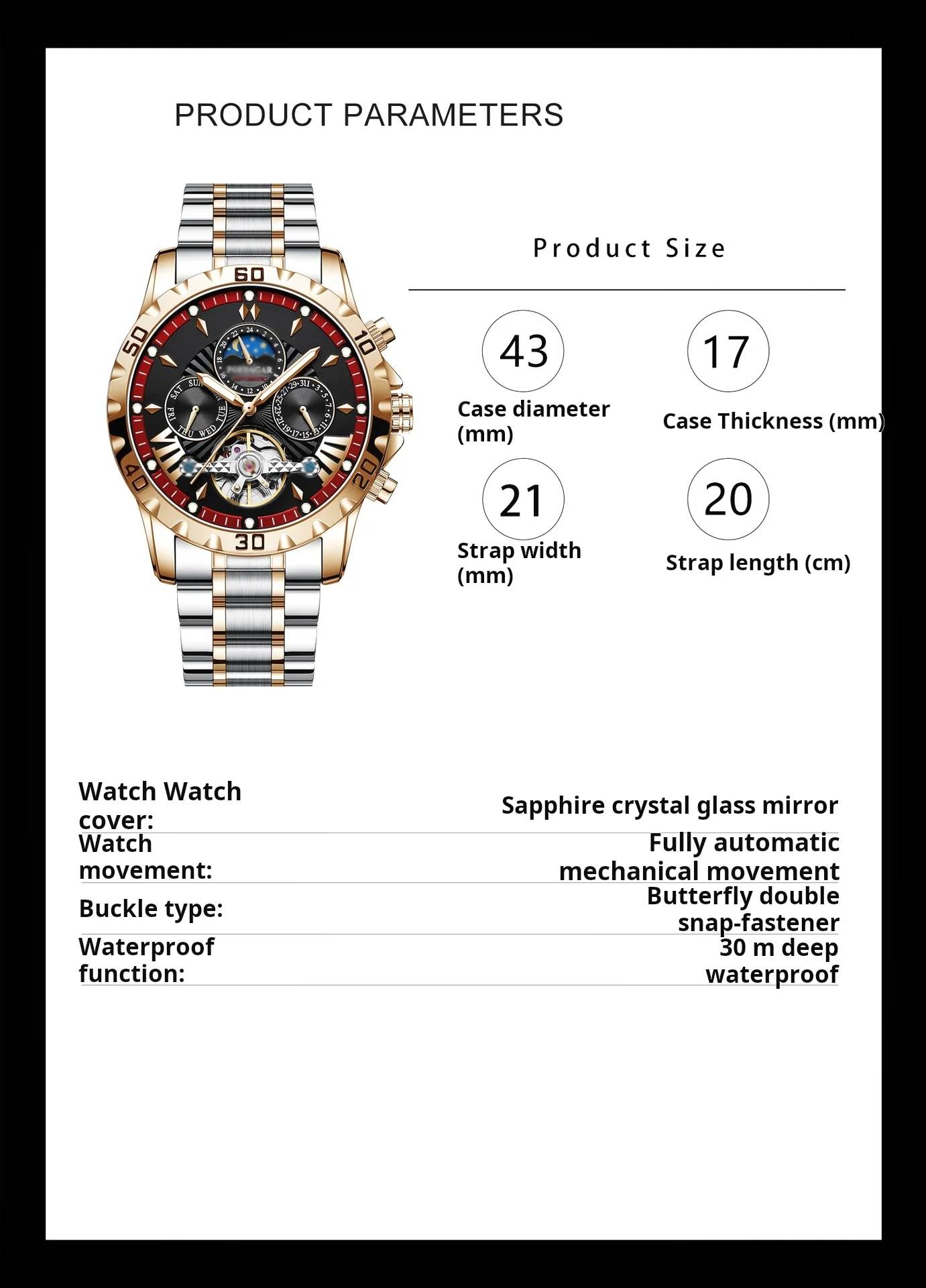 ⌚💧Swiss Brand New Waterproof Automatic Mechanical Watches