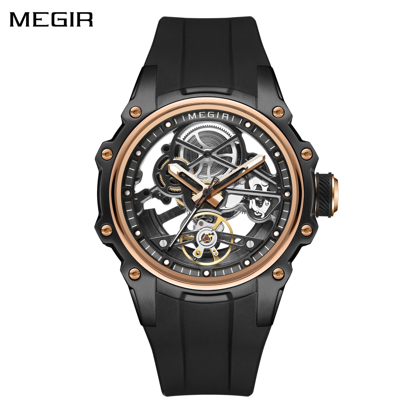 Luxury Automatic Mechanical Watch for Men Stainless Steel Case Skeleton Waterproof