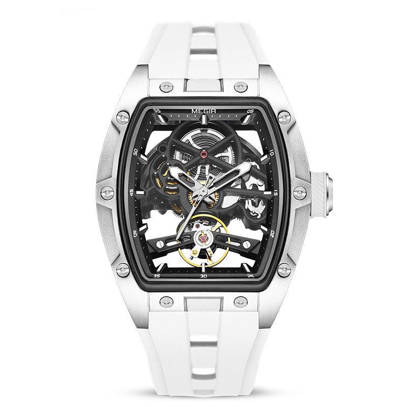 Skeleton Face With Rubber Strap Mechanical Movement Waterproof Watch
