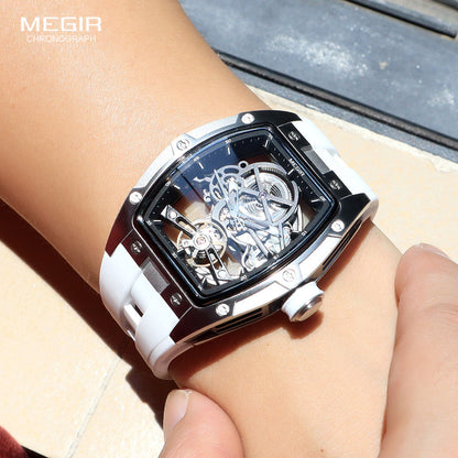 Skeleton Face With Rubber Strap Mechanical Movement Waterproof Watch