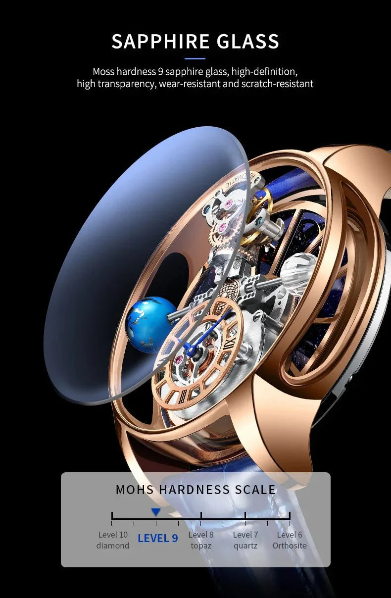 Galactic Pioneer Chronograph Tourbillon Luxury Watch - Shark & Sapphire